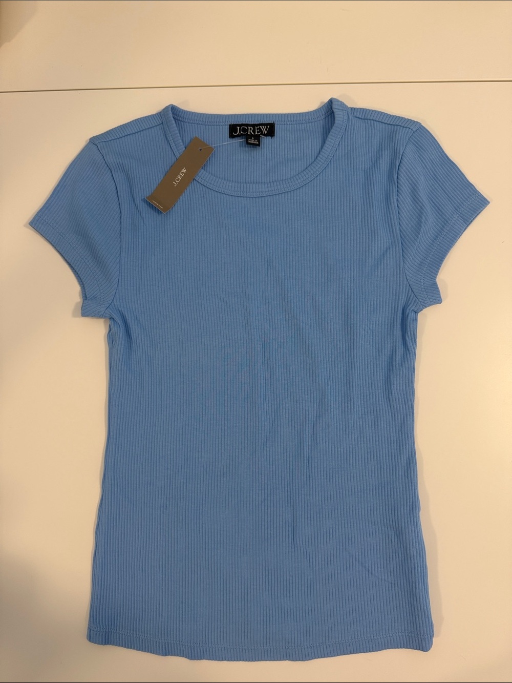 J. Crew Women’s Ribbed Short Sleeve Tee — Light Blue